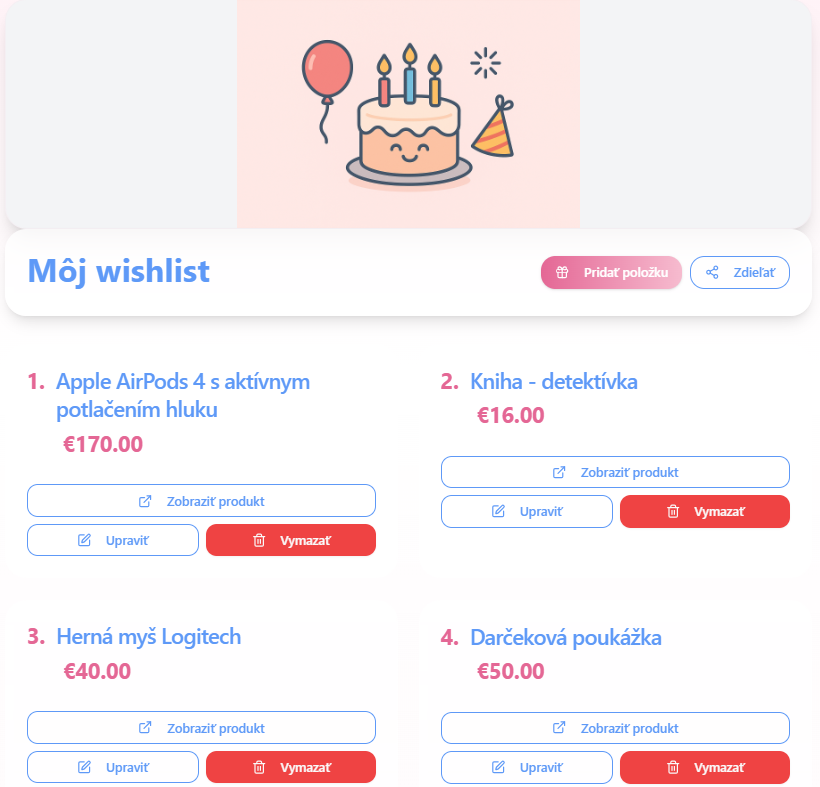 Ukážka môjho wishlistu
